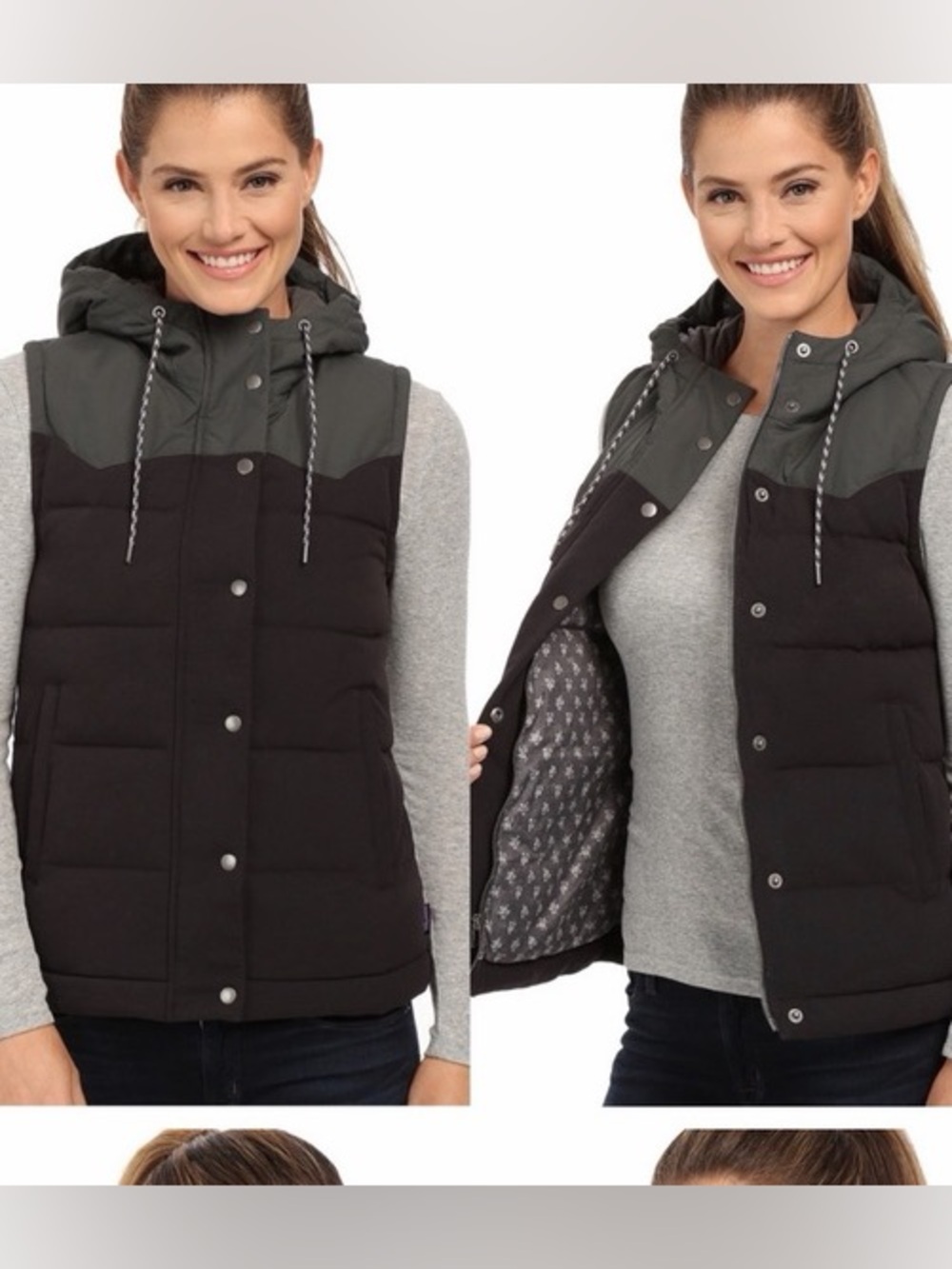 Patagonia Women's XL Grey Bivy Hooded Down Vest